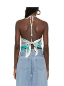 Pinko - Top Synchro Twill Stampa Banda - 106732-A38G-Sz4 - Multi. Verde/Bianco