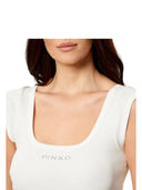 Pinko - Top Tenace Costina Cotone Logo - 105511-A338-Z05 - Bianco-Biancaneve
