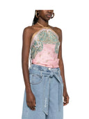 Pinko - Top Synchro Twill Stampa Banda - 106732-A38G-Nl4 - Rosa/Bruciato