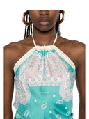 Pinko - Top Synchro Twill Stampa Banda - 106732-A38G-Sz4 - Multi. Verde/Bianco