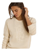 Lauren Ralph Lauren - Maglia in cotone pettinato con logo - 200979653001 - Mascarpone Cream