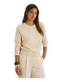Lauren Ralph Lauren - Maglia in cotone pettinato con logo - 200979653001 - Mascarpone Cream