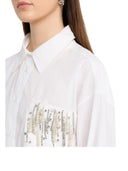 Essentiel Antwerp - Camicia Jommeke oversize a righe con decorazioni - Jommeke-Wh00 - White