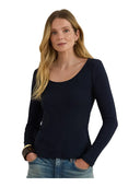 Lauren Ralph Lauren - Maglietta a coste con scollo rotondo - 200980145002 - Lauren Navy