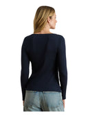 Lauren Ralph Lauren - Maglietta a coste con scollo rotondo - 200980145002 - Lauren Navy