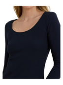 Lauren Ralph Lauren - Maglietta a coste con scollo rotondo - 200980145002 - Lauren Navy
