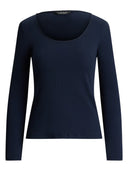 Lauren Ralph Lauren - Maglietta a coste con scollo rotondo - 200980145002 - Lauren Navy
