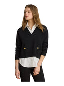 Lauren Ralph Lauren - Maglia in cotone con bottoni - 200B24254001 - Black/White