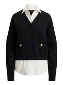 Lauren Ralph Lauren - Maglia in cotone con bottoni - 200B24254001 - Black/White