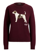 Lauren Ralph Lauren - Maglia in cotone con intarsi - 200B27844001 - Dark Garnet Multi