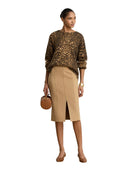 Lauren Ralph Lauren - Maglia a girocollo con stampa ocelot - 200B32290001 - Camel Multi