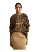 Lauren Ralph Lauren - Maglia a girocollo con stampa ocelot - 200B32290001 - Camel Multi