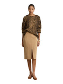 Lauren Ralph Lauren - Maglia a girocollo con stampa ocelot - 200B32290001 - Camel Multi