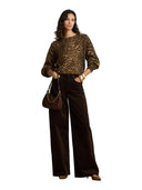 Lauren Ralph Lauren - Pantaloni a vita alta in velluto a coste - 200B34256003 - Circuit Brown