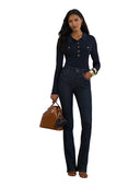 Lauren Ralph Lauren - Maglia polo a coste a maniche lunghe - 200P03459001 - Lauren Navy
