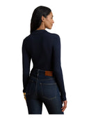 Lauren Ralph Lauren - Maglia polo a coste a maniche lunghe - 200P03459001 - Lauren Navy