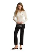 Lauren Ralph Lauren - Maglia polo a coste a maniche lunghe - 200P03459003 - Mascarpone Cream