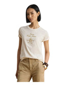 Lauren Ralph Lauren - Maglietta in jersey di cotone con stemma - 200P13943002 - Mascarpone Cream