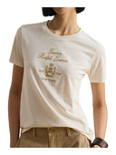 Lauren Ralph Lauren - Maglietta in jersey di cotone con stemma - 200P13943002 - Mascarpone Cream