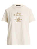 Lauren Ralph Lauren - Maglietta in jersey di cotone con stemma - 200P13943002 - Mascarpone Cream