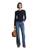 Lauren Ralph Lauren - Maglia lavorata a trecce con bottoni - 200P14039002 - Lauren Navy