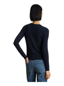 Lauren Ralph Lauren - Maglia lavorata a trecce con bottoni - 200P14039002 - Lauren Navy