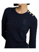 Lauren Ralph Lauren - Maglia lavorata a trecce con bottoni - 200P14039002 - Lauren Navy