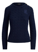 Lauren Ralph Lauren - Maglia lavorata a trecce con bottoni - 200P14039002 - Lauren Navy