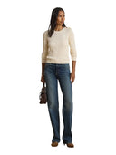 Lauren Ralph Lauren - Maglia lavorata a trecce con bottoni - 200P14039003 - Mascarpone Cream