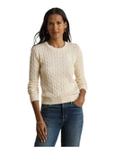 Lauren Ralph Lauren - Maglia lavorata a trecce con bottoni - 200P14039003 - Mascarpone Cream
