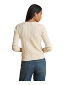 Lauren Ralph Lauren - Maglia lavorata a trecce con bottoni - 200P14039003 - Mascarpone Cream