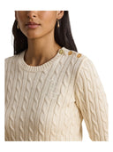 Lauren Ralph Lauren - Maglia lavorata a trecce con bottoni - 200P14039003 - Mascarpone Cream