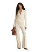 Lauren Ralph Lauren - Maglia in misto cotone con collo scialle - 200P14042003 - Mascarpone Cream