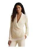 Lauren Ralph Lauren - Maglia in misto cotone con collo scialle - 200P14042003 - Mascarpone Cream