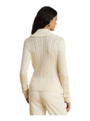 Lauren Ralph Lauren - Maglia in misto cotone con collo scialle - 200P14042003 - Mascarpone Cream