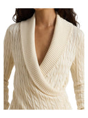 Lauren Ralph Lauren - Maglia in misto cotone con collo scialle - 200P14042003 - Mascarpone Cream