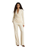 Lauren Ralph Lauren - Maglia in misto cotone con collo scialle - 200P14042003 - Mascarpone Cream