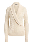Lauren Ralph Lauren - Maglia in misto cotone con collo scialle - 200P14042003 - Mascarpone Cream