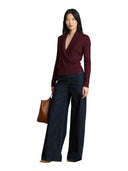 Lauren Ralph Lauren - Maglia in misto cotone con collo scialle - 200P14042501 - Dark Garnet