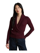 Lauren Ralph Lauren - Maglia in misto cotone con collo scialle - 200P14042501 - Dark Garnet