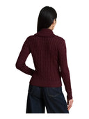 Lauren Ralph Lauren - Maglia in misto cotone con collo scialle - 200P14042501 - Dark Garnet