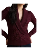 Lauren Ralph Lauren - Maglia in misto cotone con collo scialle - 200P14042501 - Dark Garnet