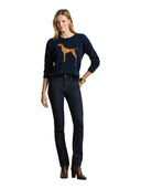 Lauren Ralph Lauren - Maglia in cotone con bracco a intarsi - 200P14120500 - Lauren Navy Multi