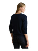 Lauren Ralph Lauren - Maglia in cotone con bracco a intarsi - 200P14120500 - Lauren Navy Multi