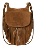Lauren Ralph Lauren - Borsa a tracolla Marcy media con frange - 431P11793001 - Light Tobacco/Light Tobacco