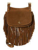 Lauren Ralph Lauren - Borsa a tracolla Marcy media con frange - 431P11793001 - Light Tobacco/Light Tobacco