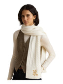 Lauren Ralph Lauren - Sciarpa a trecce con logo ricamato - 454P23506002 - Cream