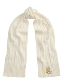 Lauren Ralph Lauren - Sciarpa a trecce con logo ricamato - 454P23506002 - Cream