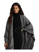 Lauren Ralph Lauren - Mantella jacquard a cinture con frange - 454P23618001 - Black/Charcoal