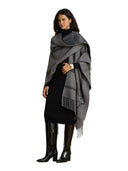 Lauren Ralph Lauren - Mantella jacquard a cinture con frange - 454P23618001 - Black/Charcoal
